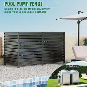 Dyemair outdoor fence protects pool equipment and reduces noise during operation.