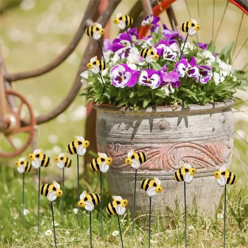DYJAGYO bee garden stake on lawn marking pathways with cheer