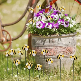 DYJAGYO bee garden stake on lawn marking pathways with cheer