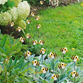 DYJAGYO bee garden stake side view enhances borders with whimsical detail