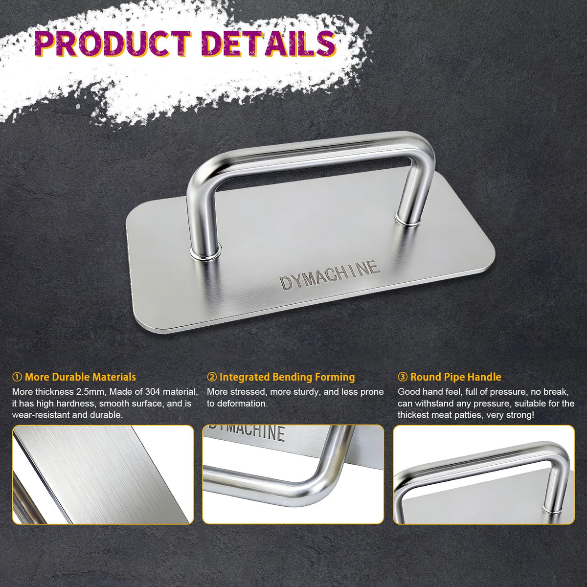 DYMACHINE 2.5mm thick pressure plate close-up showing sturdy shaping surface.