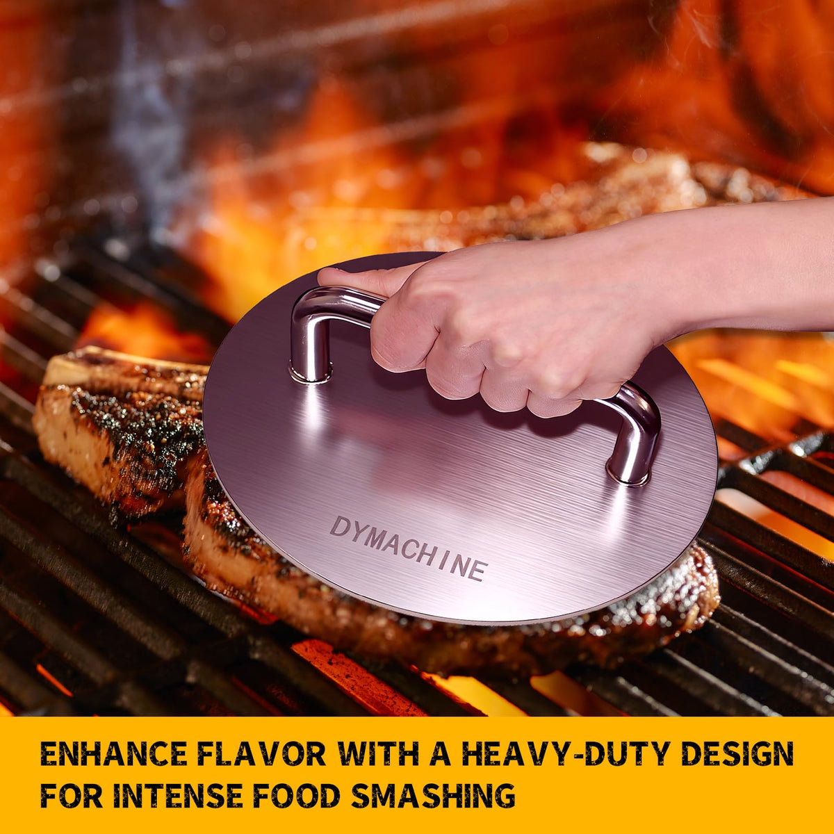 DYMACHINE BBQ patty press ideal for outdoor grilling sessions.