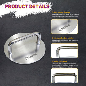 DYMACHINE patty press flat bottom design ensures even cooking surfaces.