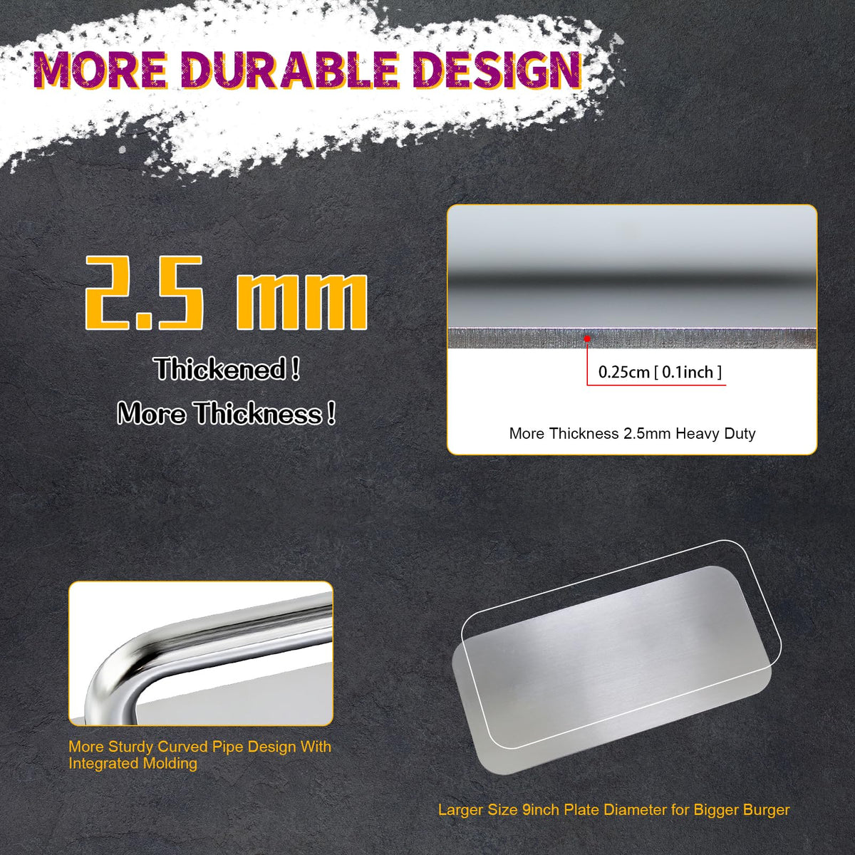 DYMACHINE burger press bottom view with flat surface for easy release and cleaning.