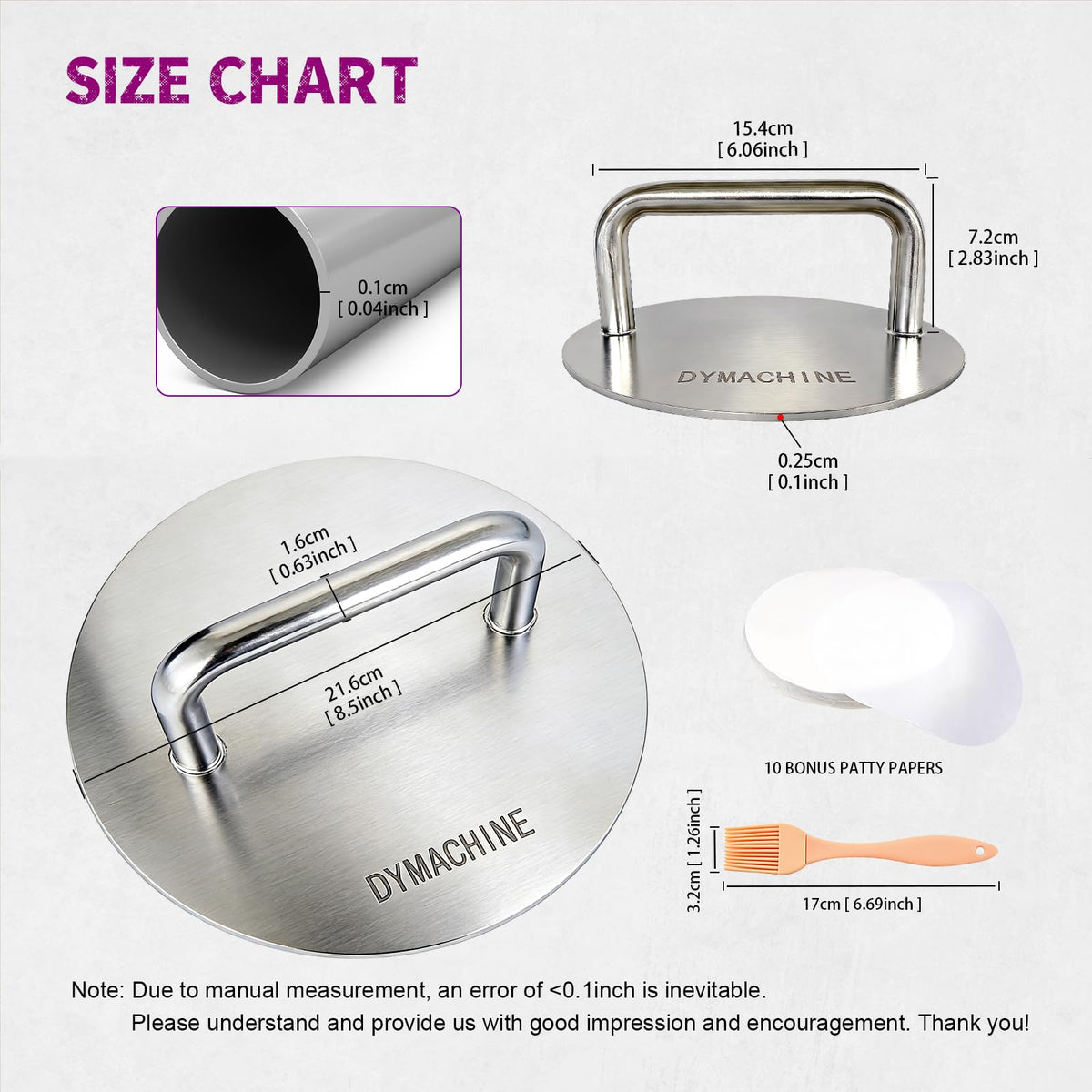 DYMACHINE stainless steel patty maker delivers uniform thickness and durable performance.