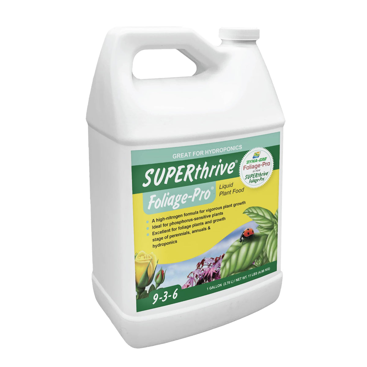 Dyna-Gro Foliage-Pro gallon bottle front for lush tropical foliage.