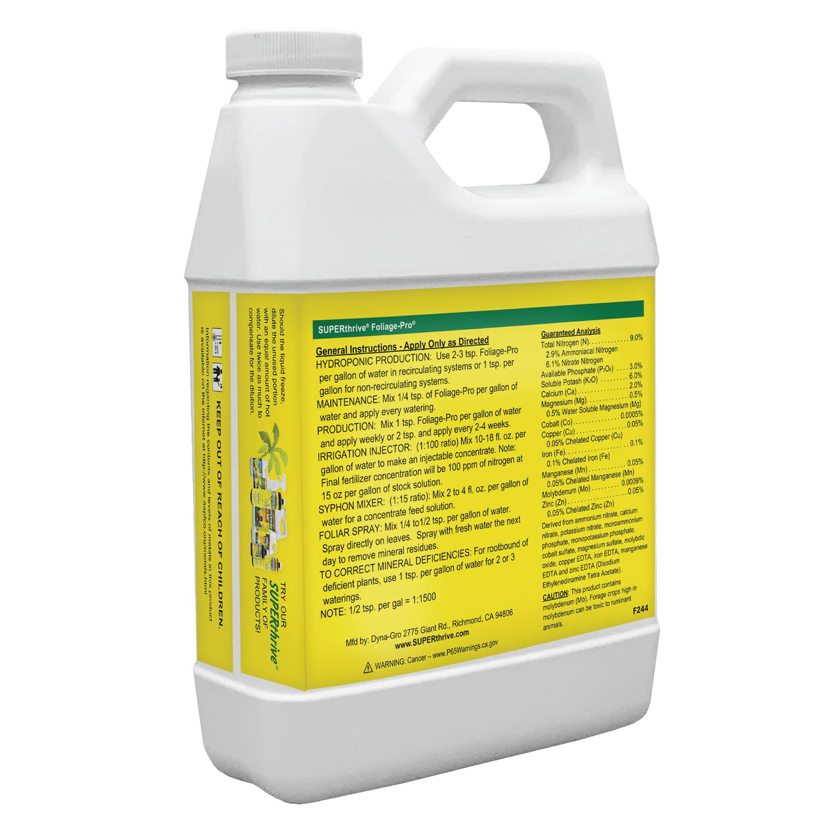 Dyna-Gro Foliage Pro 3-1-2 demonstrates balanced nutrition for healthy foliage