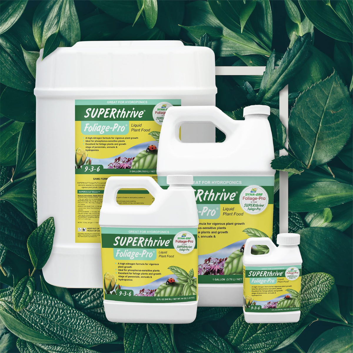 Dyna-Gro Foliage-Pro water-mix action illustrates simple dilution.