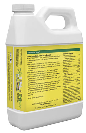 Dyna-Gro Grow 32oz label highlights versatile, ready-to-use plant nutrition