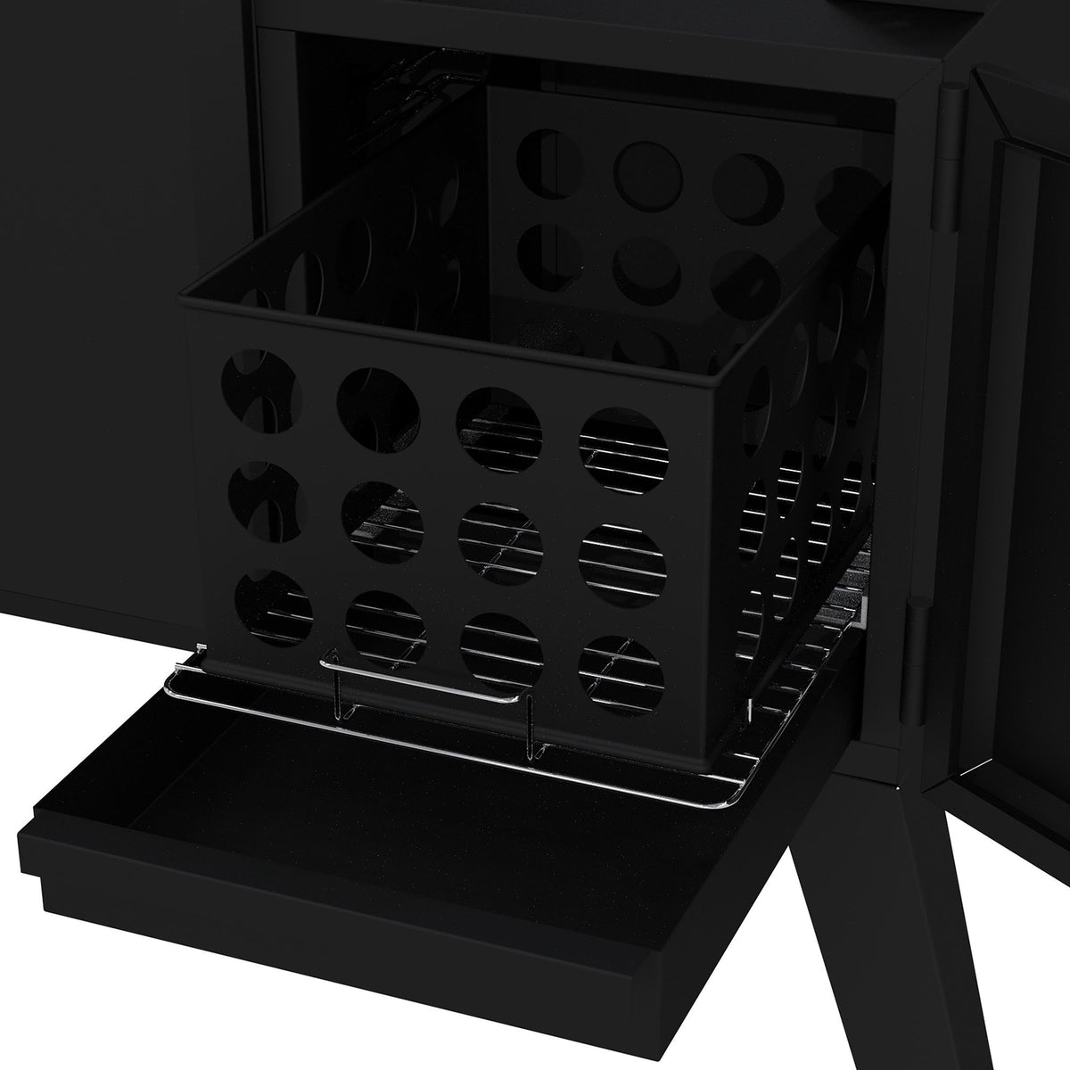 Dyna-Glo DGO1890BDC-D sausage hooks and rib racks add versatility.