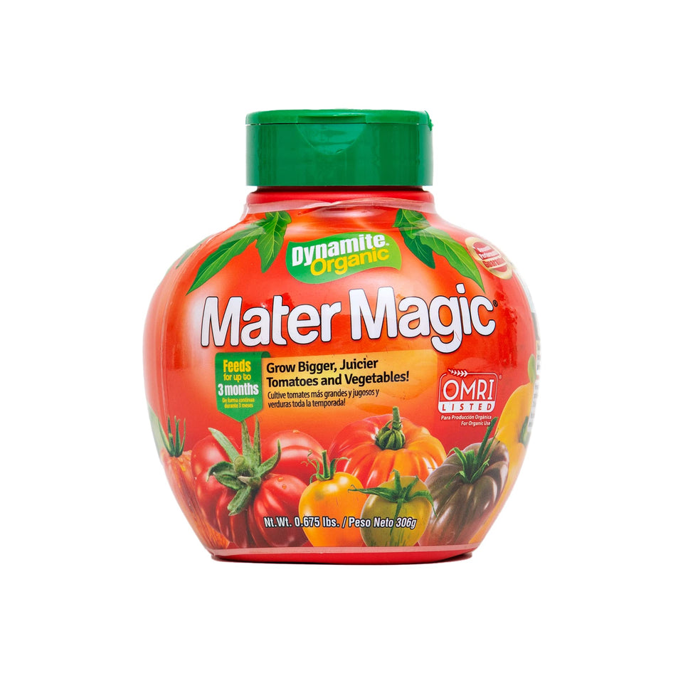 Dynamite Mater Magic container with shaker lid for precise soil nutrition.