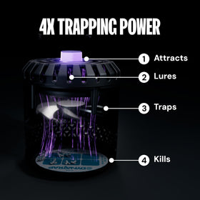 DynaTrap DT152 UV-LED light attracts flying insects for safer indoor trapping.