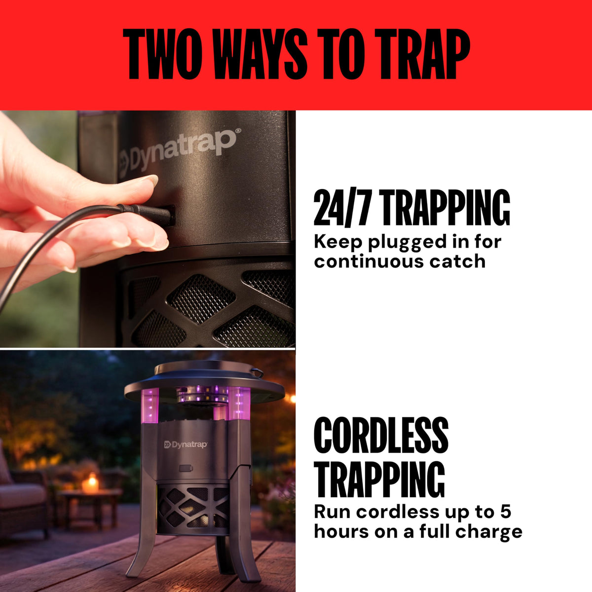 Dynatrap placed on patio or deck for pest reduction