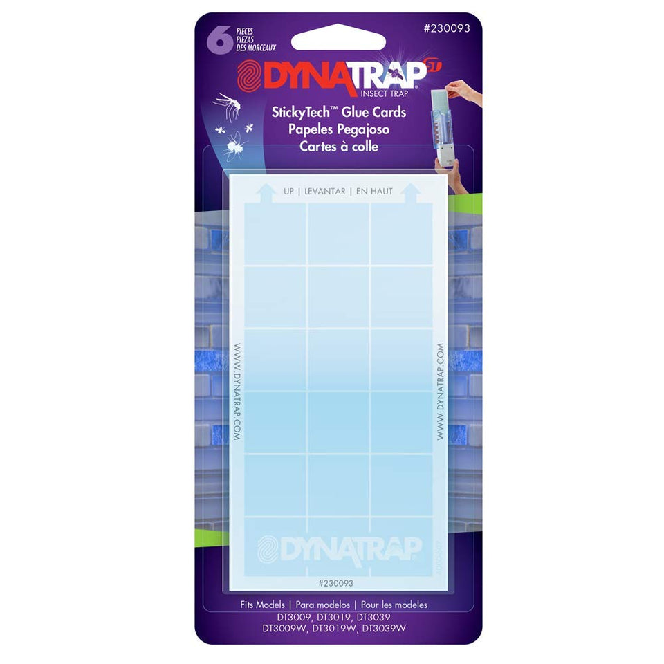 Dynatrap StickyTech glue cards six-pack ready for replacement to extend trap life.