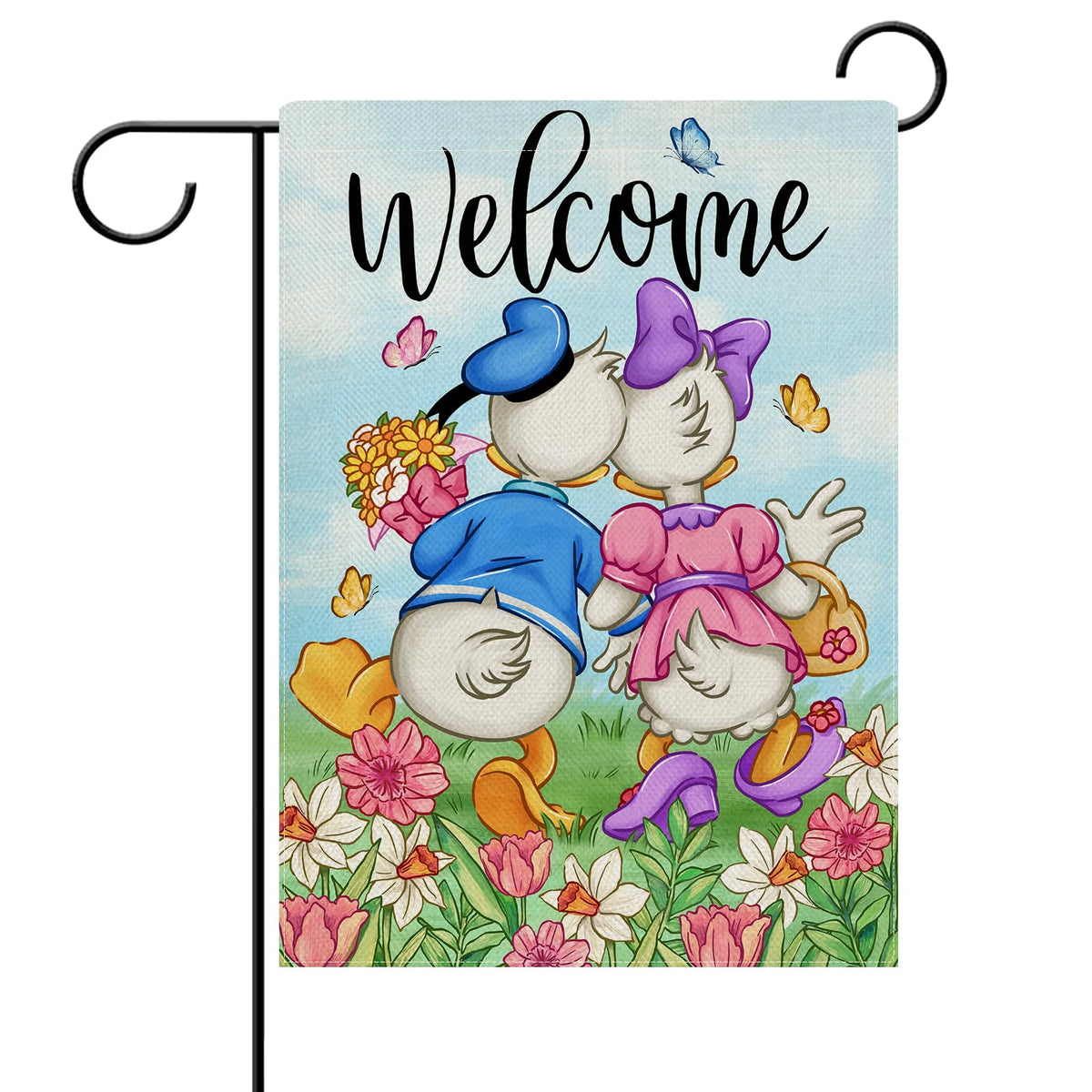 Dyrenson Welcome Spring flag with cartoon duck, durable outdoor decor for porch