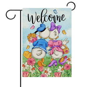 Dyrenson Welcome Spring flag with cartoon duck, durable outdoor decor for porch