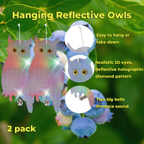 Dyvicl reflective owl eyes sparkle under sun, signaling birds away