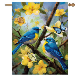DZGlobal bluebird flag 28x40, double-sided, ideal for porch or garden display.