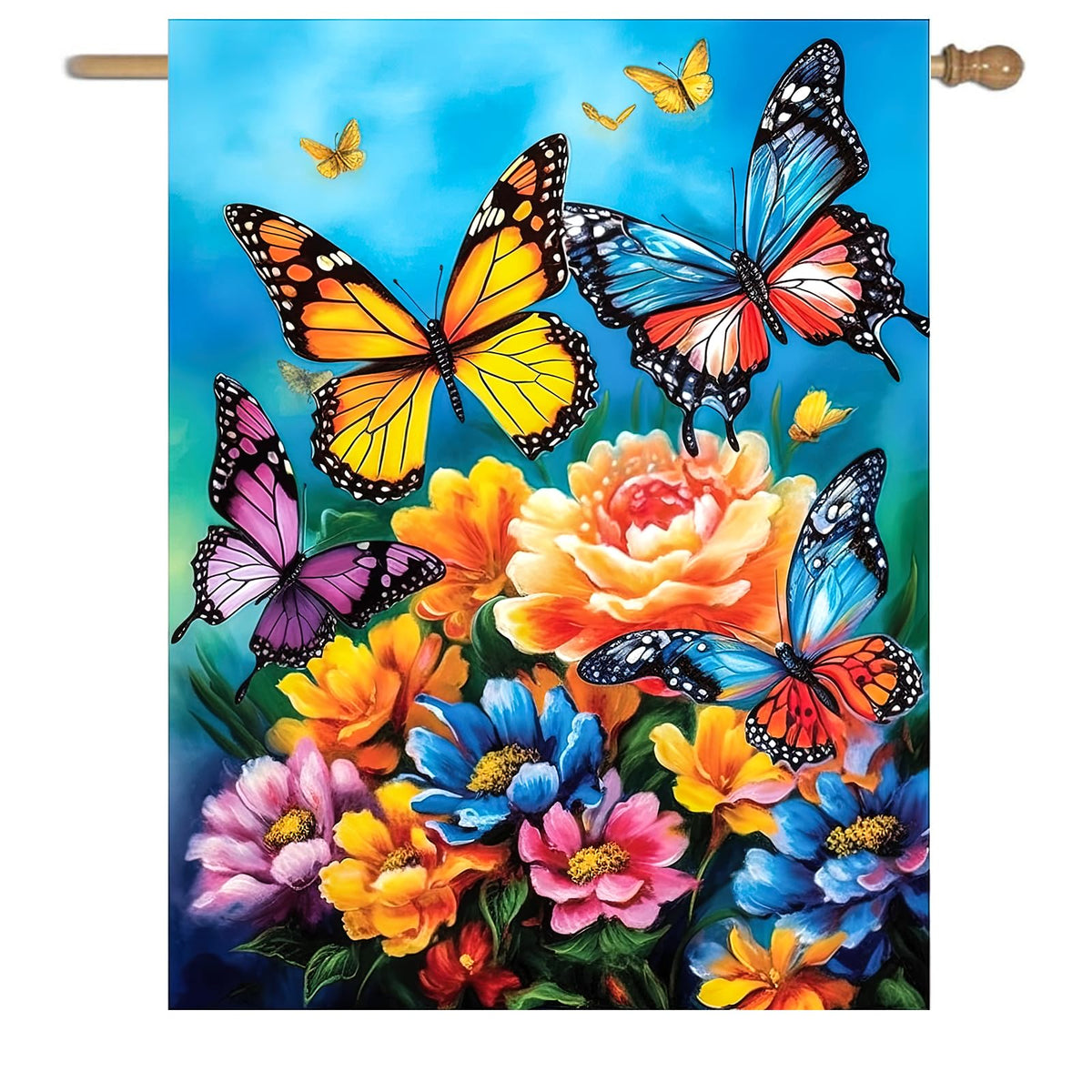 DZGlobal butterfly garden flag 28x40, double-sided for vivid outdoor display