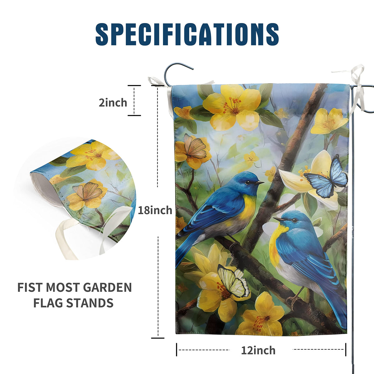 DZGlobal double-sided flag with bright floral design, ideal for porch or veranda.