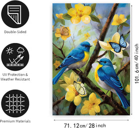 DZGlobal floral birds flag adds color to outdoor spaces.