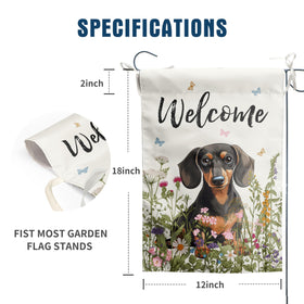 DZGlobal floral dachshund flag back view visible from opposite angle with crisp print