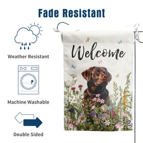 DZGlobal yard flag with floral lab motif boosts garden charm and welcome.