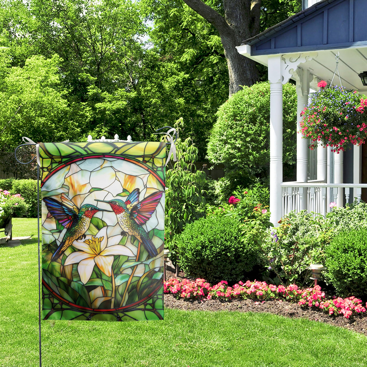 DZGlobal garden flag 12x18 measurement, ideal for small porches and yards.