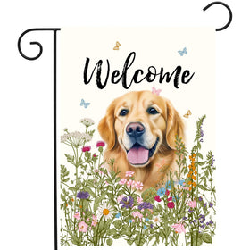 DZGlobal golden retriever floral flag for outdoor garden decor and curb appeal.
