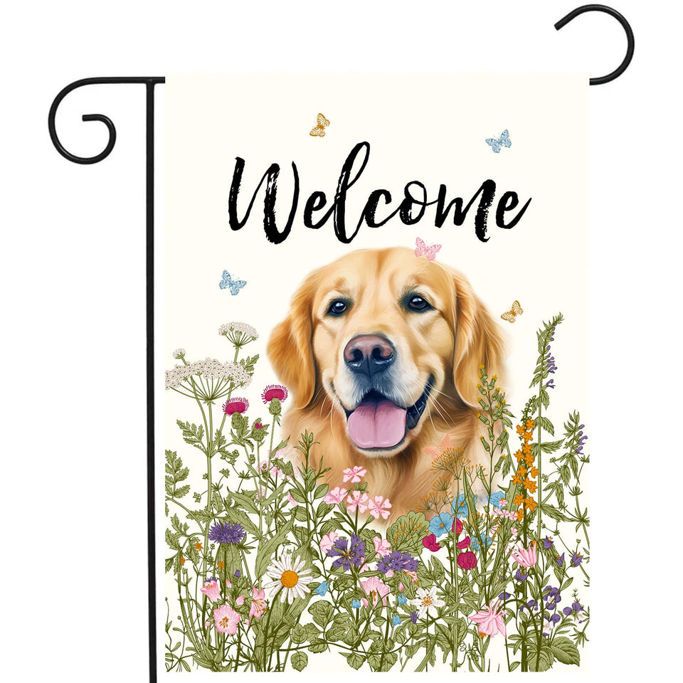 DZGlobal golden retriever floral flag for outdoor garden decor and curb appeal.