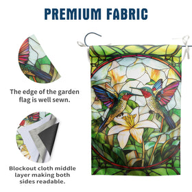 DZGlobal spring flowers closeup flag detail shows stained glass style and vivid hues.
