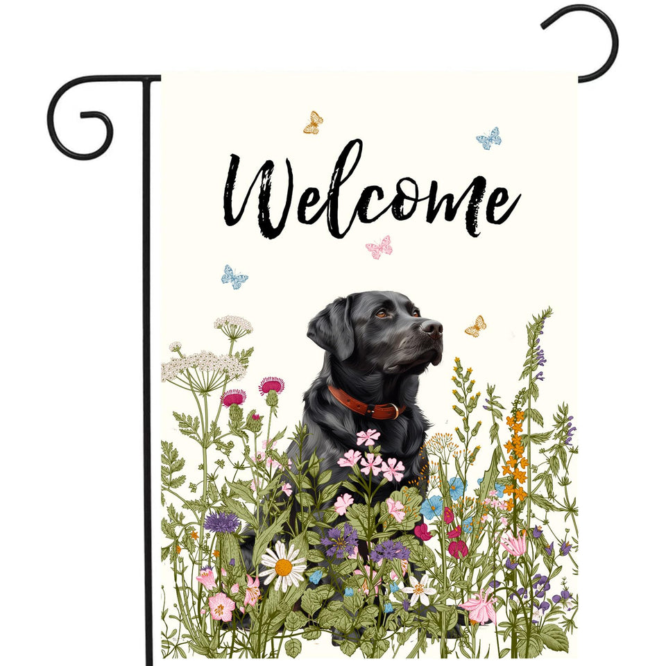 DZGlobal floral black lab garden flag for outdoor curb appeal