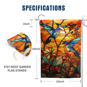 DZGlobal stained glass hummingbird flag side view enhances garden decor with vivid double-sided colors