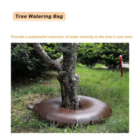 Dzxnnt brown tree watering bag filled and ready to use on-site irrigation.