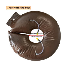Dzxnnt brown tree watering bag side view highlights the drip speed controller for adjustable release.