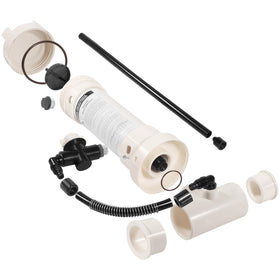 Close-up of flow-control knob shows precise dosing for varying pool sizes.