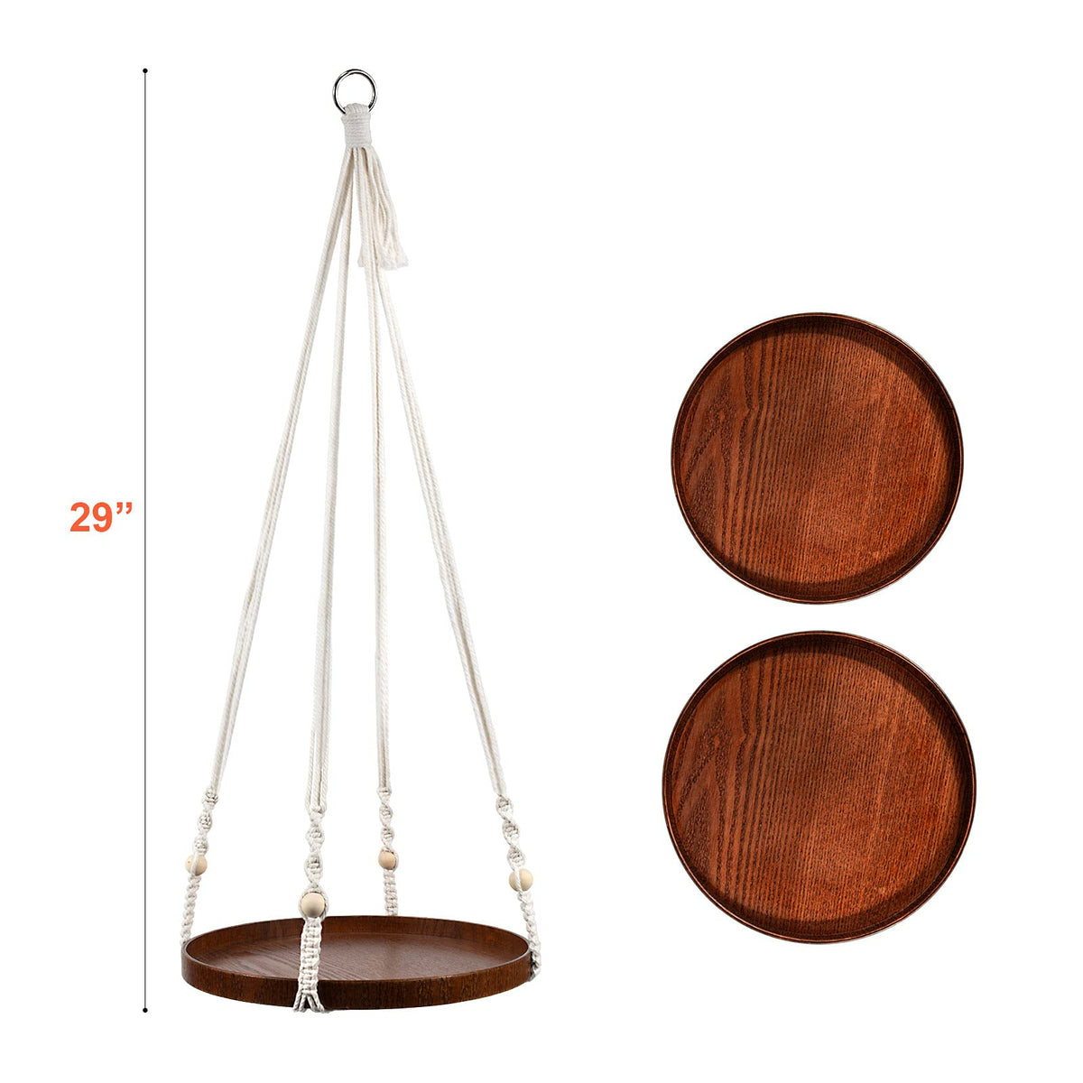 E-Know wooden tray detail provides sturdy display surface for pots.