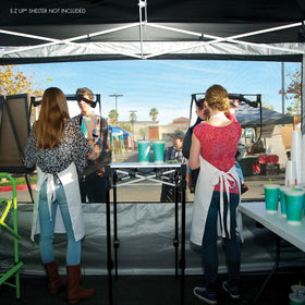E-Z UP Food Booth second mesh wall adds separation for efficient lines