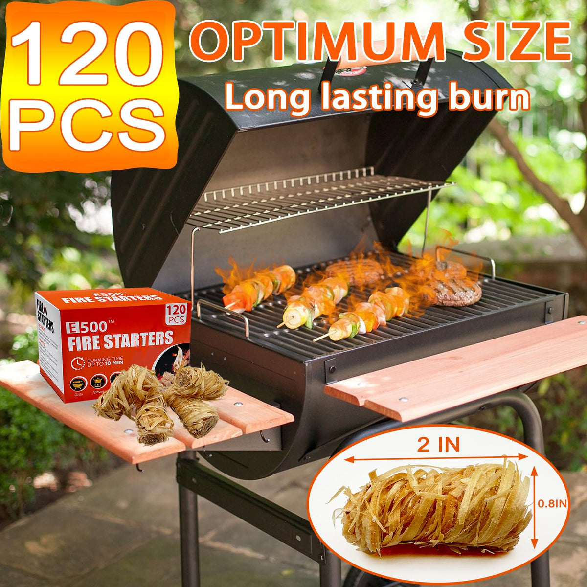E500 Fire Starter easy ignite for quick grill and campfire start.