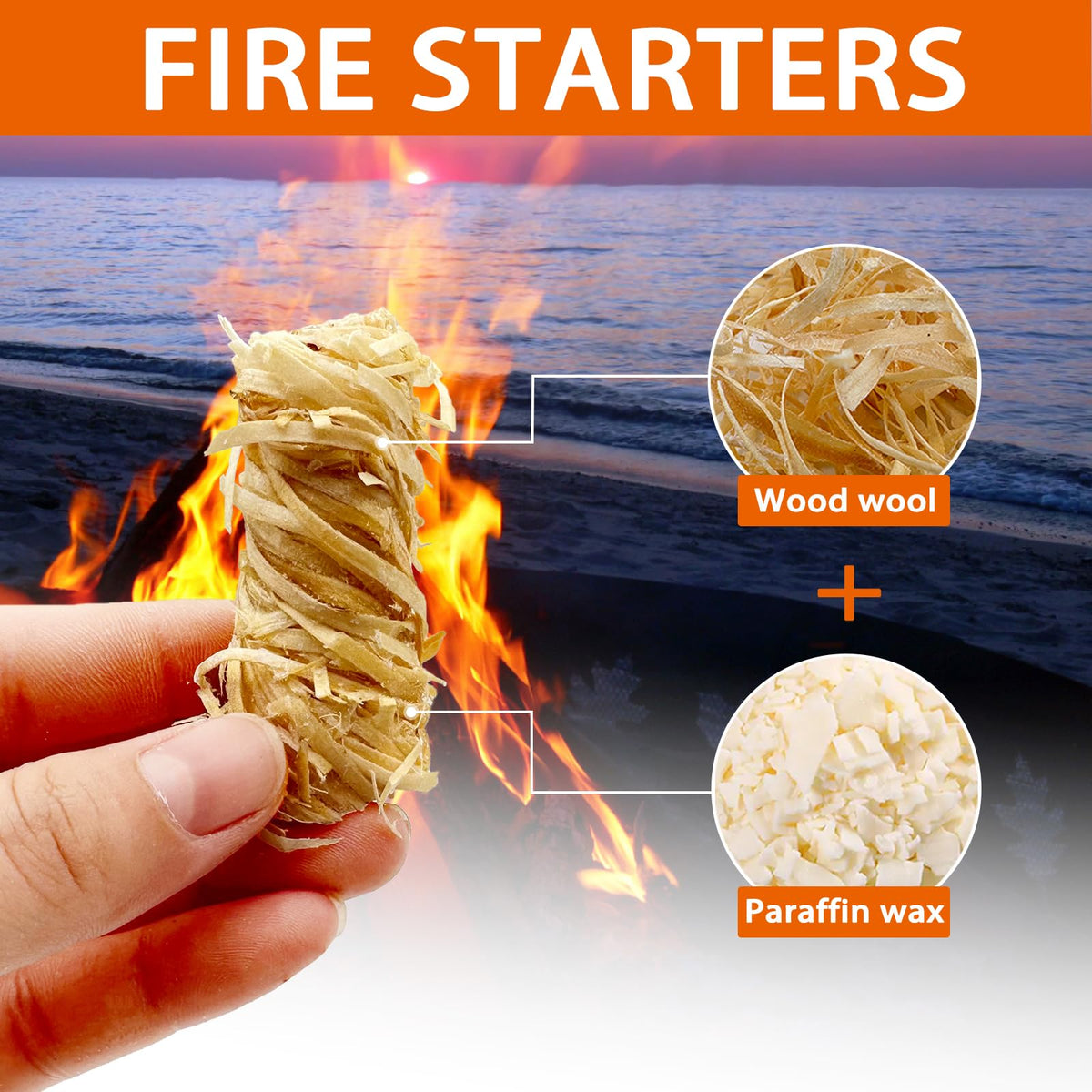 E500 Fire Starter waterproof pack 120 for outdoor fires.
