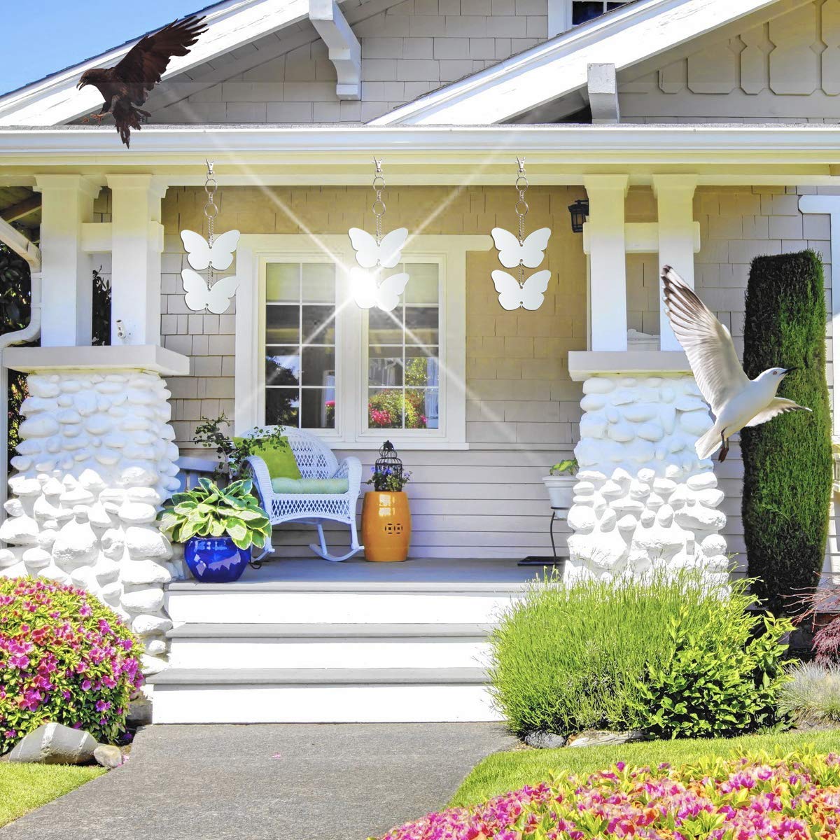 EACILLES butterfly disc mirror sunbeam distracts birds with shifting light.