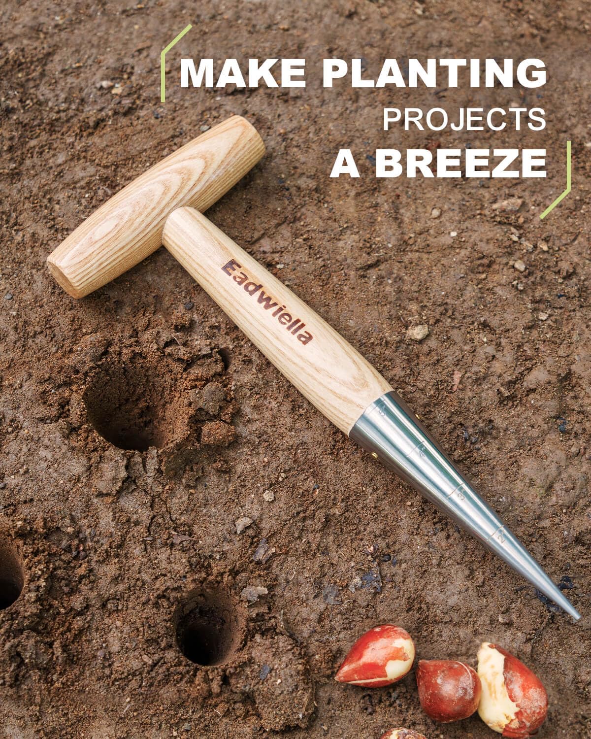 Eadwiella stainless steel blade delivers clean holes for small seeds.