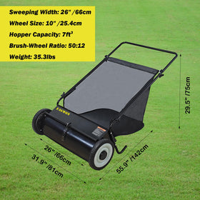 Durable steel frame of the EAGWON lawn sweeper withstands tough yard work.