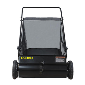 Rubber wheels on the EAGWON sweeper glide over grass and paths smoothly.