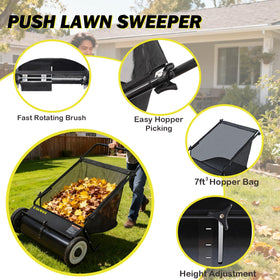 EAGWON sweeper showing a large 7 cu ft hopper for fewer dumps.