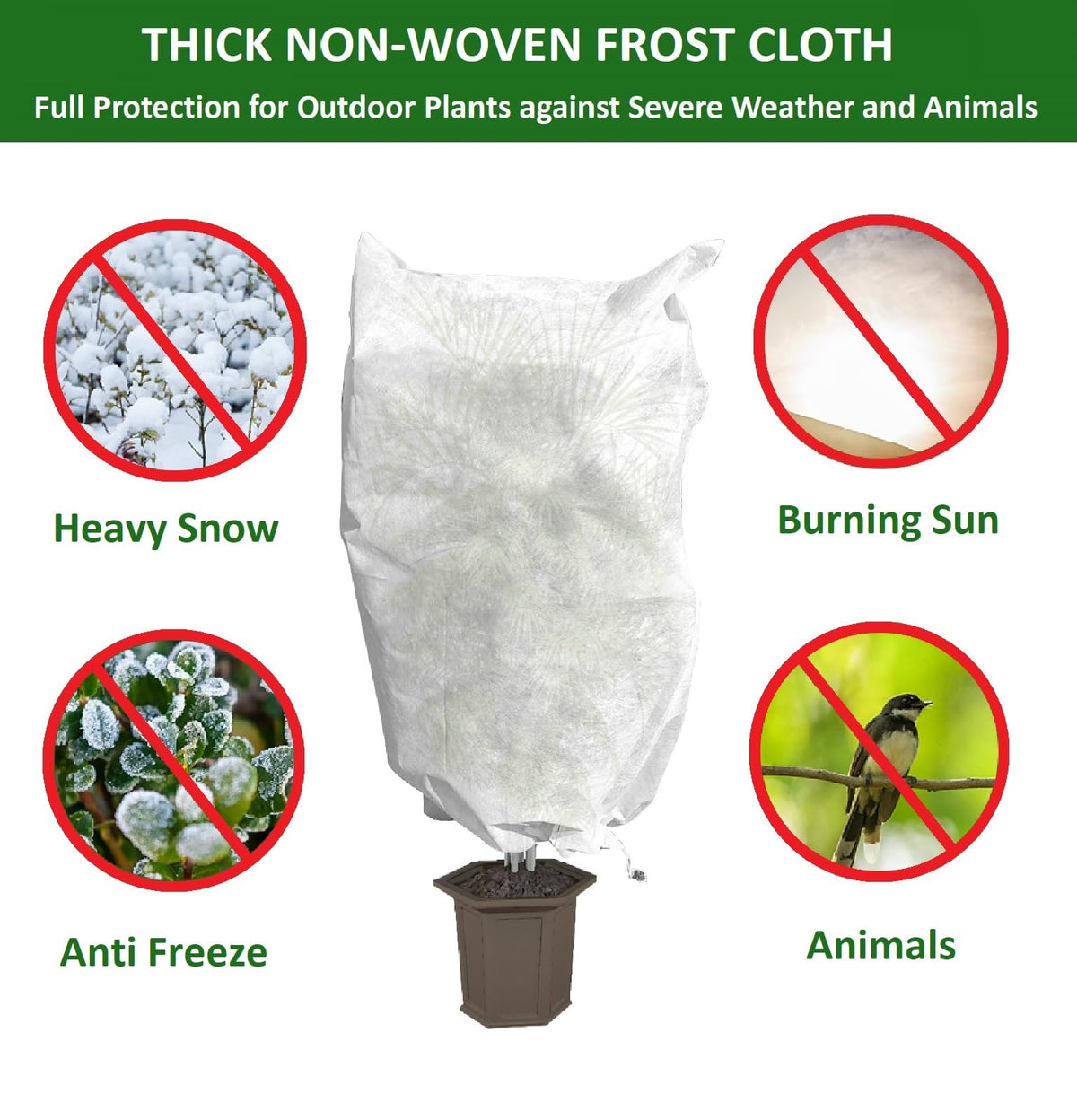 EAONE drawstring design simplifies securing covers over plants.