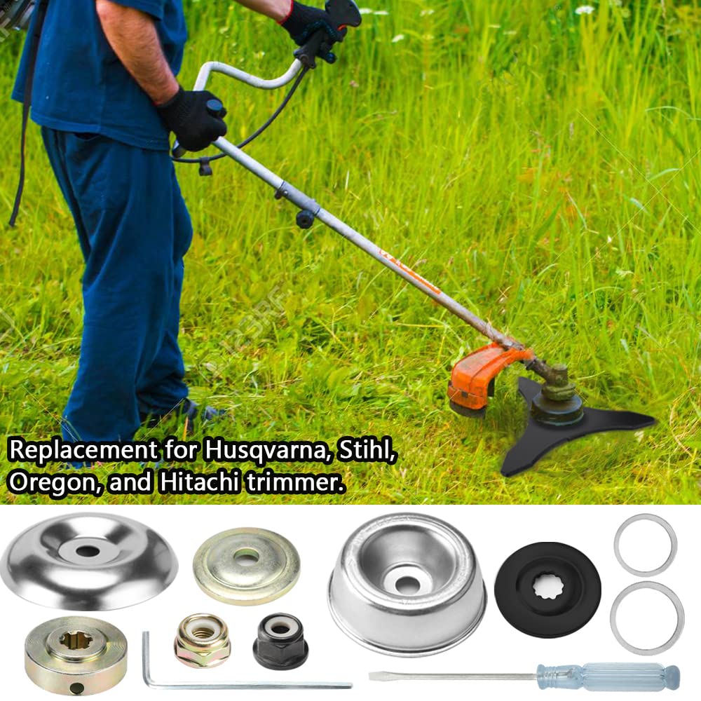 Eapele blade installed on a Husqvarna model showing broad compatibility.