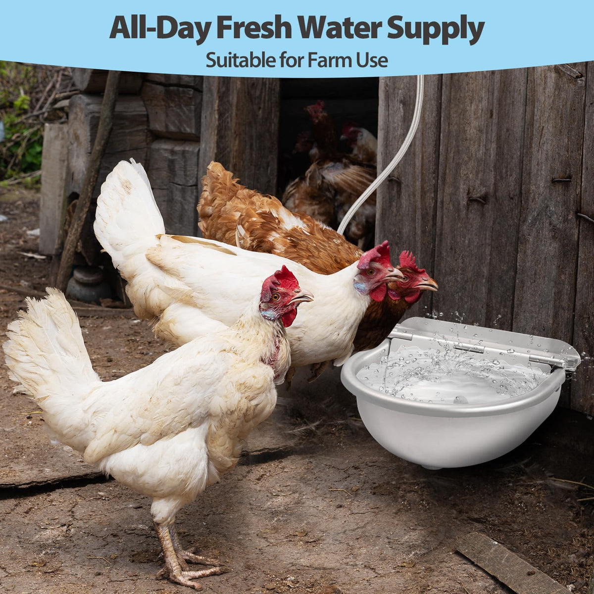 EAPIKON floating valve refill automation maintains poultry water levels