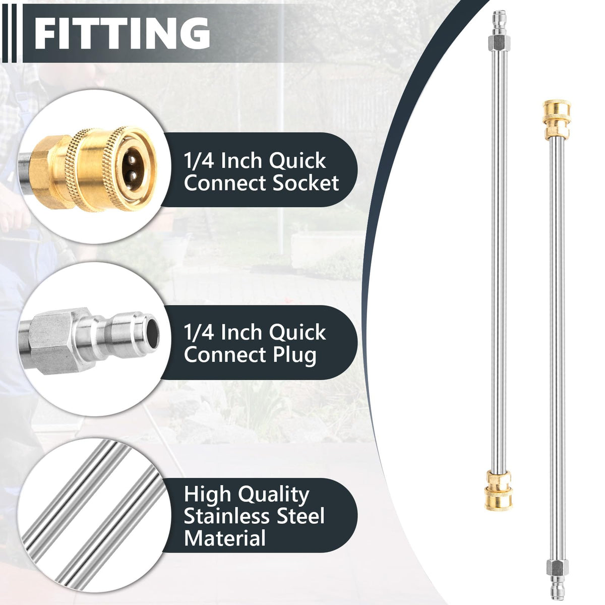 EARLEAS extension wand supports hot and cold water for versatile use.