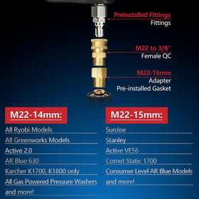 M22 adapters included with EARLEAS gun for various washers